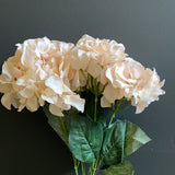 Artificial Flower peach Blush Hydrangea Bunch 6 head silk