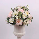 Artificial Flower Rose Hydrangea Arrangement pink red Cream