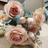 Rose champagne + Blush 10 head European rococo Roses Artificial Flower large sweet rose