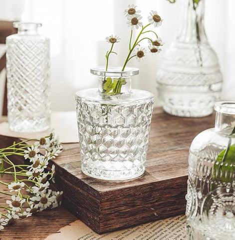 Honeycomb Crystal vintage Bud vase 4”H wedding centerpiece