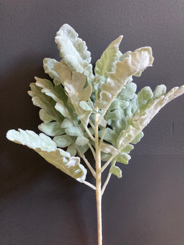 Artificial leaf Real touch dusty Miller greenery velvet Silver