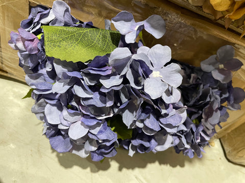 New Artificial Flower Vintage dark blue Hydrangea Bunch 6 head silk