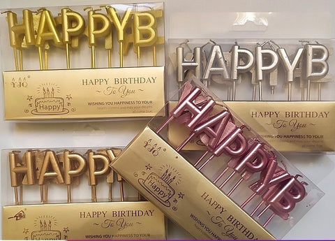 Silver happy birthday Candles party Decor
