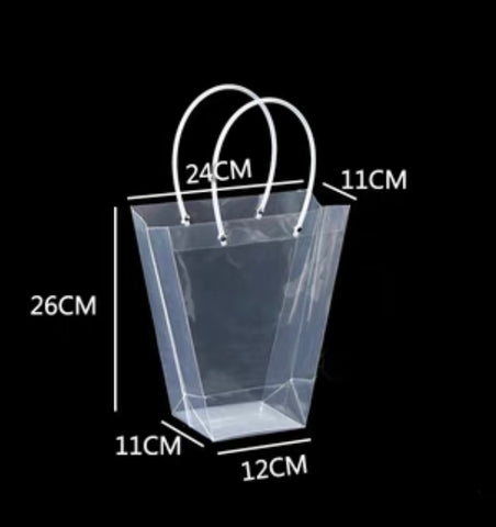 Clear plastic T shaped bag 10”h (L)