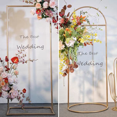 Stand Up Rounded Backdrop Sign Round top Gold Metal Backdrop/sign Stand
