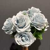 9 head dusty blue rose bunch