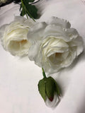 New 2+1 head Cream Puffy Rose Spray artificial flower