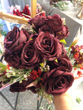 New Burgundy Rose with filler Artificial flower