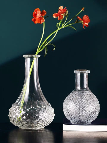 Long neck Crystal vintage Bud vase 7.5”H wedding centerpiece