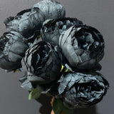 7x Peonies bunch Artificial Flower (black)