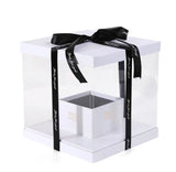 White cardboard box For fresh or preserved Flowers and cake