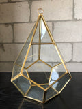 New 9.5" X 6.3"D Diamond Shaped geometric terrarium Gold