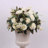 Artificial Flower Rose Hydrangea Arrangement Cream white