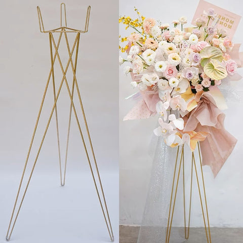 Gold metal flower stand for opening ceremony