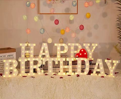 Warm White LED Standing Sign Happy Birthday