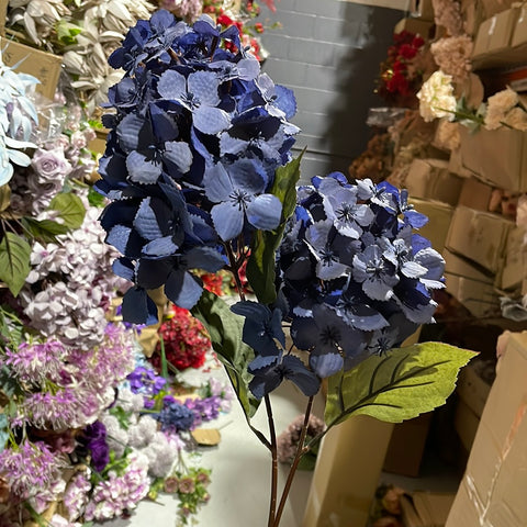 Royal blue 2 head panicle/cone Hydrangea Single Stem spray LILAC