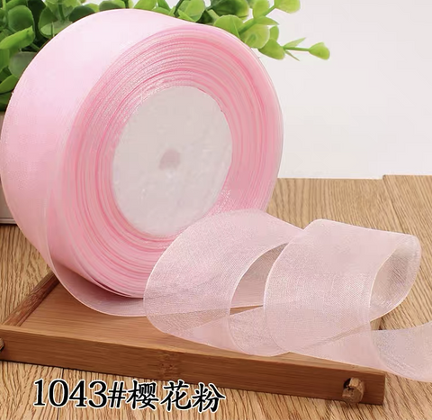 Sheer ribbon roll( 3.8-4 cm/1.5" ) pink