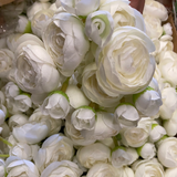 White Ranunculus bunch artificial wedding decor 6xMini Silk flower