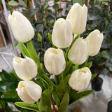 10x Real Touch PU flower Tulip (White)