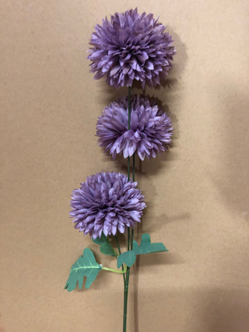 Dark purple pom Artificial Filler Flower 3 head