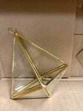 Triangle Gold with glass Geometric 5.5” metal hanging