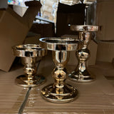 New Gold Glass CANDLEHOLDER GLASS VASE 4.5”Hx3"D