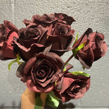 Baroque Hand tied Flower Bouquet Dark Burgundy