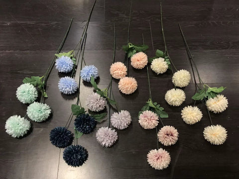New light blue Pom Artificial Filler Flower 3 head spray