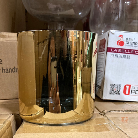 Gold Wedding Centrepiece (4") Cylinder Glass Vase