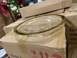 Wide band 12.5" Clear Glass Charge Plate gold rim extra thick band 1”