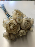 Dusty cream/ dusty yellow Ranunculus bunch artificial wedding decor (6xMini Silk flower)