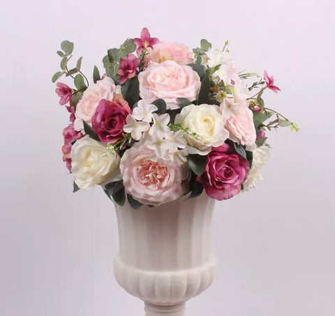 Artificial Flower Rose Hydrangea Arrangement pink red Cream