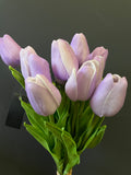 12xReal Touch PU flower Tulip artificial wedding decor Floramatique (Lilac/purple)