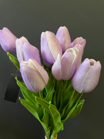 12xReal Touch PU flower Tulip artificial wedding decor Floramatique (Lilac/purple)