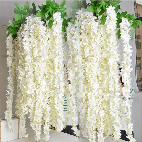 ARTIFICIAL FLOWER HANGING FLOWER LONG GARLAND WISTERIA (white) ART1-11 - Richview Glass Wedding Supplies