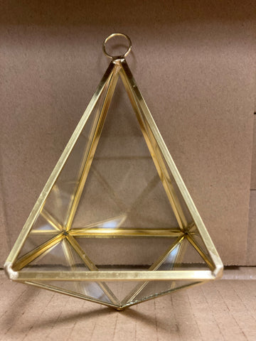 Triangle Gold with glass Geometric 5.5” metal hanging