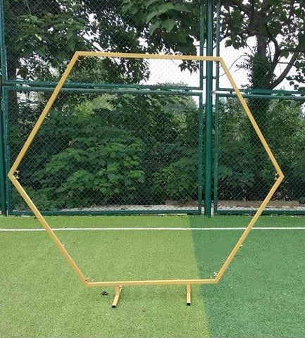 6.5 feet Hexagon Single bar gold Backdrop Stand Stand Arch