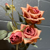 2 head vintage Hot pink Pointy Rose Spray