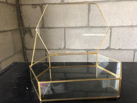 12" x 8" Money Box GEOMETRIC TERRARIUM VASE Jewelry Box (Gold) Large - Richview Glass Wedding Supplies