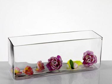16"x4.5" Long and Low Vase - Richview Glass Wedding Supplies
