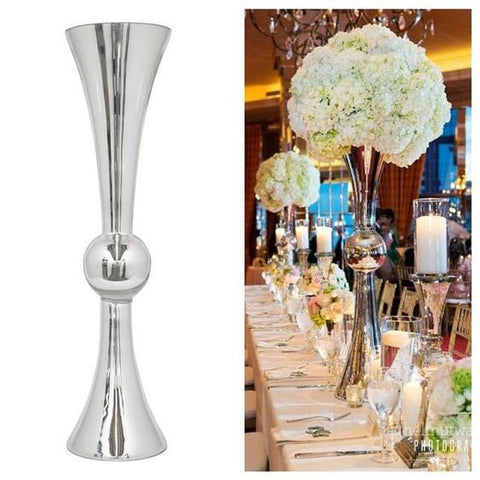 Silver Trumpet 28" Reversible Vase MV025 - Richview Glass Wedding Supplies