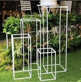 Modern Rectangular Stand Metal White Geometric Vases 32" - MOD1-3