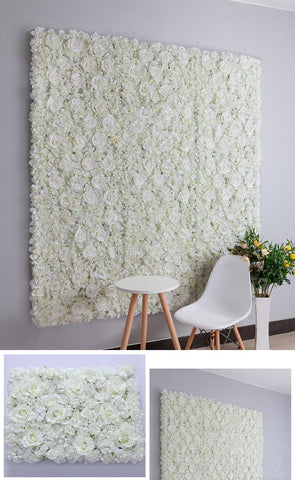 Backdrop Panel Roses Hydrangea Mat white Artificial Flower Wall - Richview Glass Wedding Supplies