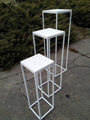 Modern Rectangular Stand White with surface Geometric 32"